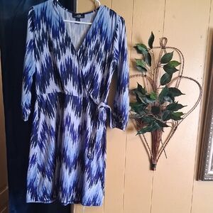 AGB Blue and White Patterned Dress